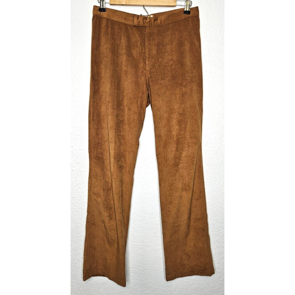 Vintage Y2K Pants Womens 6 Tan Camel Faux Suede Straight Leg Deadstock $250‎